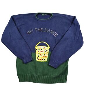 Vintage Clubfellow Golf‎ Sweater Mens XLT Blue Green Hit The Driving Range Knit